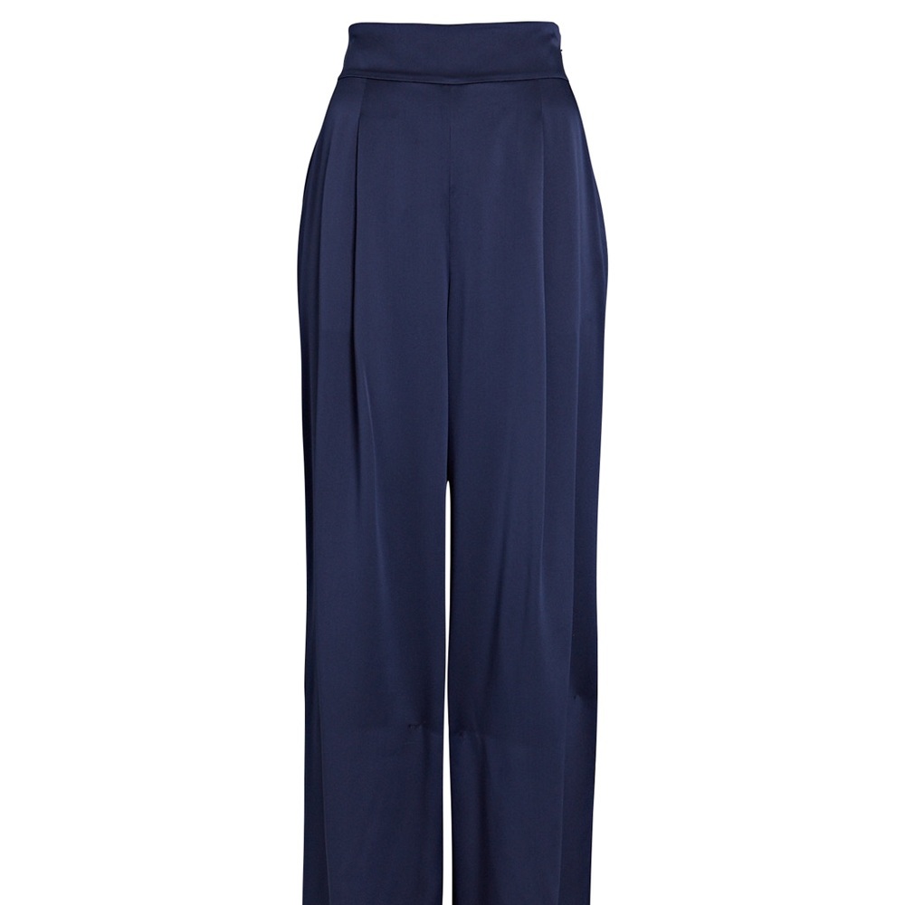 Intermix Siobhan Silk Wide-leg Pant Navy Sz 2 NWT